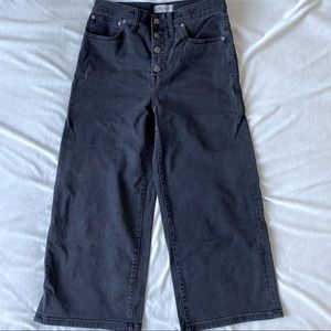 Madewell Wide Leg Crop Button Front Black Size 27
